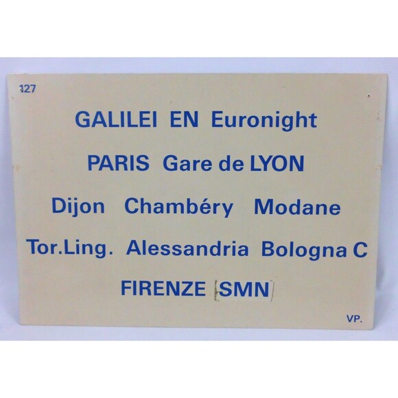 Vintage Rail Carriage Destination Sign Galilei Euronight Paris Lyon 12x8 Train - Picture 2 of 2